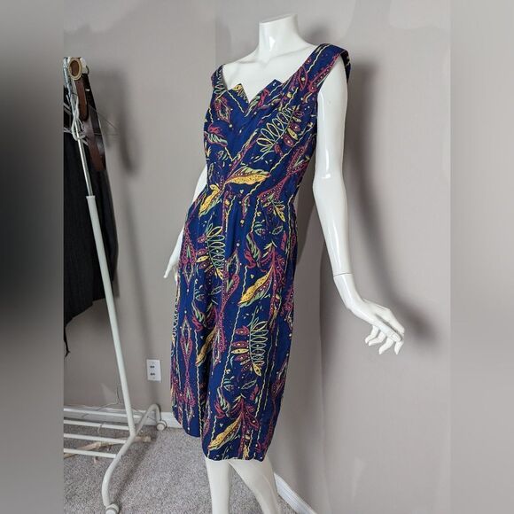 women's vintage dress floral hourglass handmade pencil skirt size 8 - Picture 2 of 11